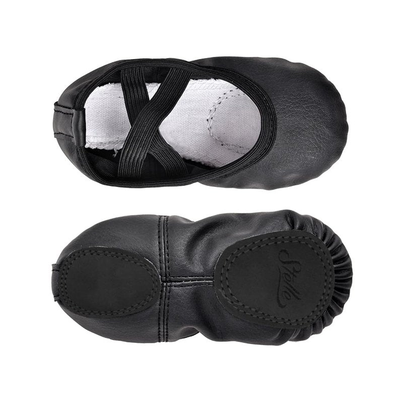 Stelle Ballet Shoes for Girls Toddler Ballet Slippers Soft Leather Boys Dance Shoes for Toddler/Little Kid/Big Kid(Black, 11ML)