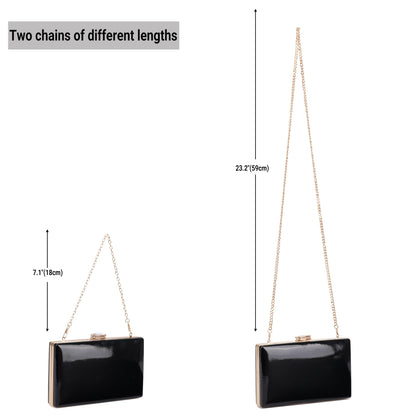 Milisente Patent Leather Clutch Purses for Women Glossy Evening Bag For Wedding Cocktail Party With Detachable Chain(Black)