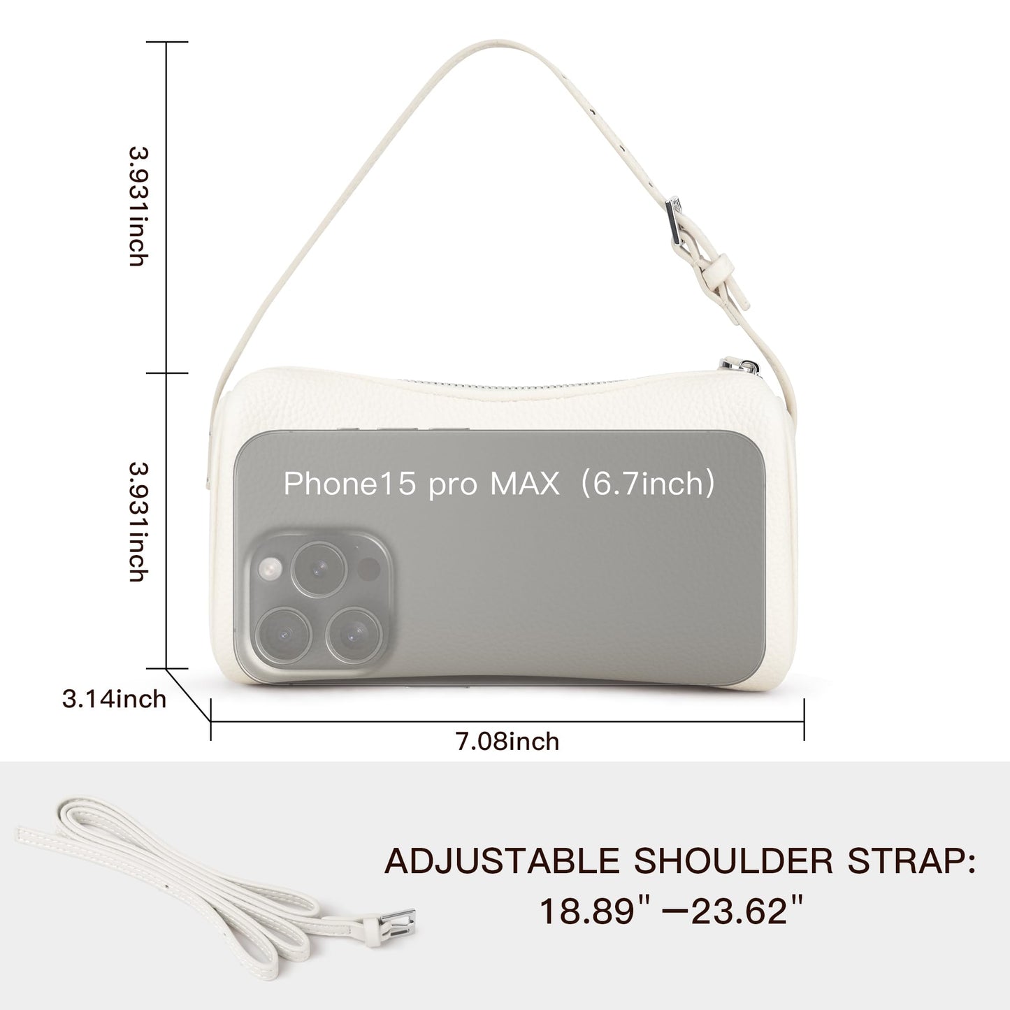 Hobo Crossbody Bags For Women,Vegan Leather Barrel Bag For Ladies,Designer Mini Pruse With Adjustable Strap,White