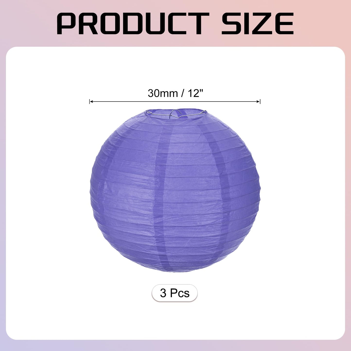 MECCANIXITY 3PCS Paper Lanterns Decorative, 12 Inch Deep Purple Round Hanging Ball Lantern Chinese Lanterns for Home Decor, Birthday, Wedding,Christmas Party