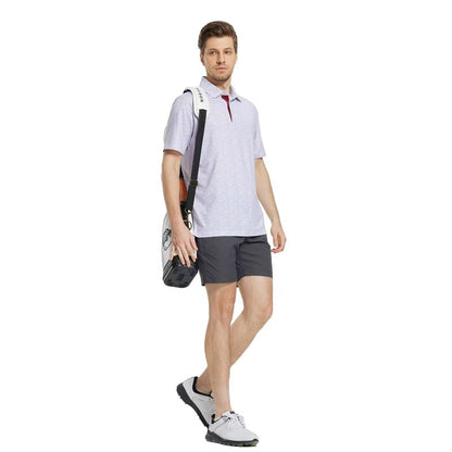 M MAELREG Mens Golf Shirt Short Sleeve Dry Fit Print Moisture Wicking Performance Patterns Collared Polo Shirt
