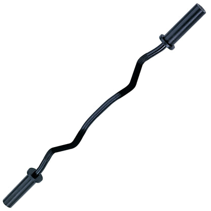 Body-Solid (OB47B) Olympic EZ Barbell Curl Bar with Knurled Grip, 47" Black Finish for Upper Arm Mass, Strength and Definition, Compatible with 2" Dia. Hole Plates and Barbell Collars (Midnight Black)