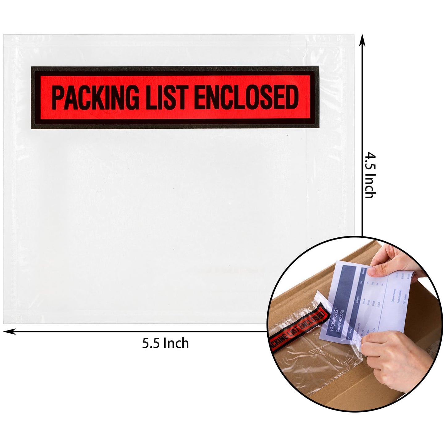 Nicunom 1000 Pcs Packing List Envelopes 4.5" x 5.5", Clear Adhesive Invoice Packing Slip Envelope Pouches Shipping Label Sleeves Top Loading Packing List Enclosed Bags for Mailing