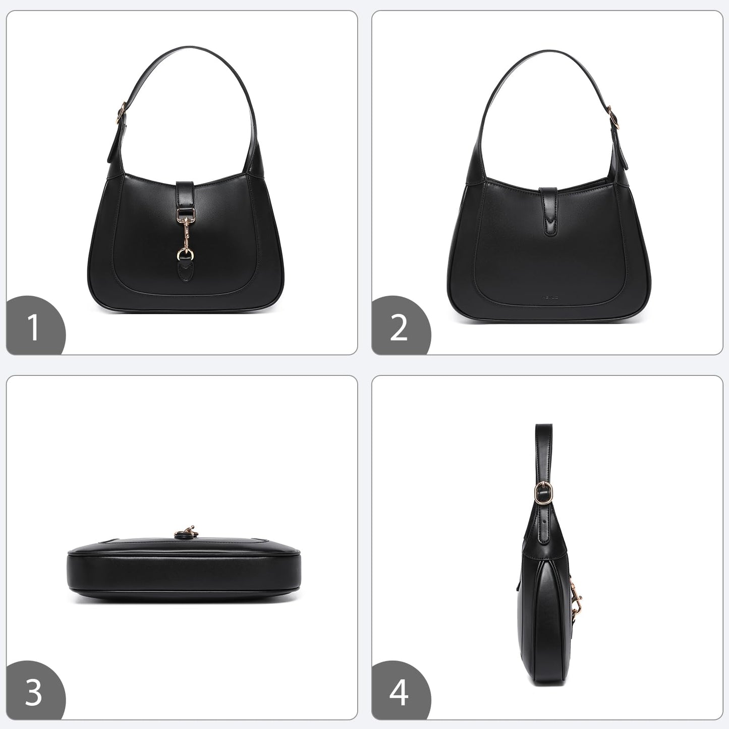 Keyli Shoulder Bag for Women Vegan Leather Shoulder Handbags Small Cute Hobo Purses trendy Top Handle Crossbody Bag with Adjustable Strap Black