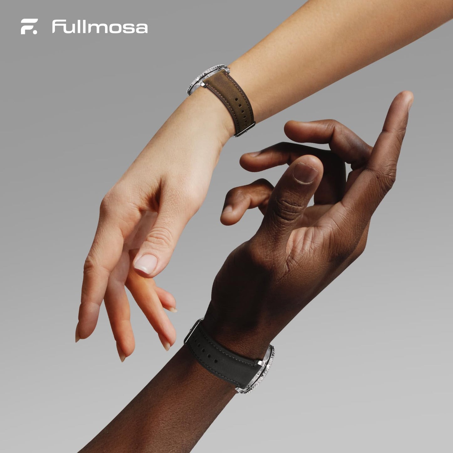 Fullmosa 18mm 20mm 22mm 24mm Leather Watch Bands, 2 Pack Soft Quick Release Watch Strap Compatible with Garmin Vivoactive 5/6/4/3, Venu 4/3S/2S, Samsung Galaxy Fossil Amazfit for Men Women,20mm Saddle Brown&Silver/Black&Silver