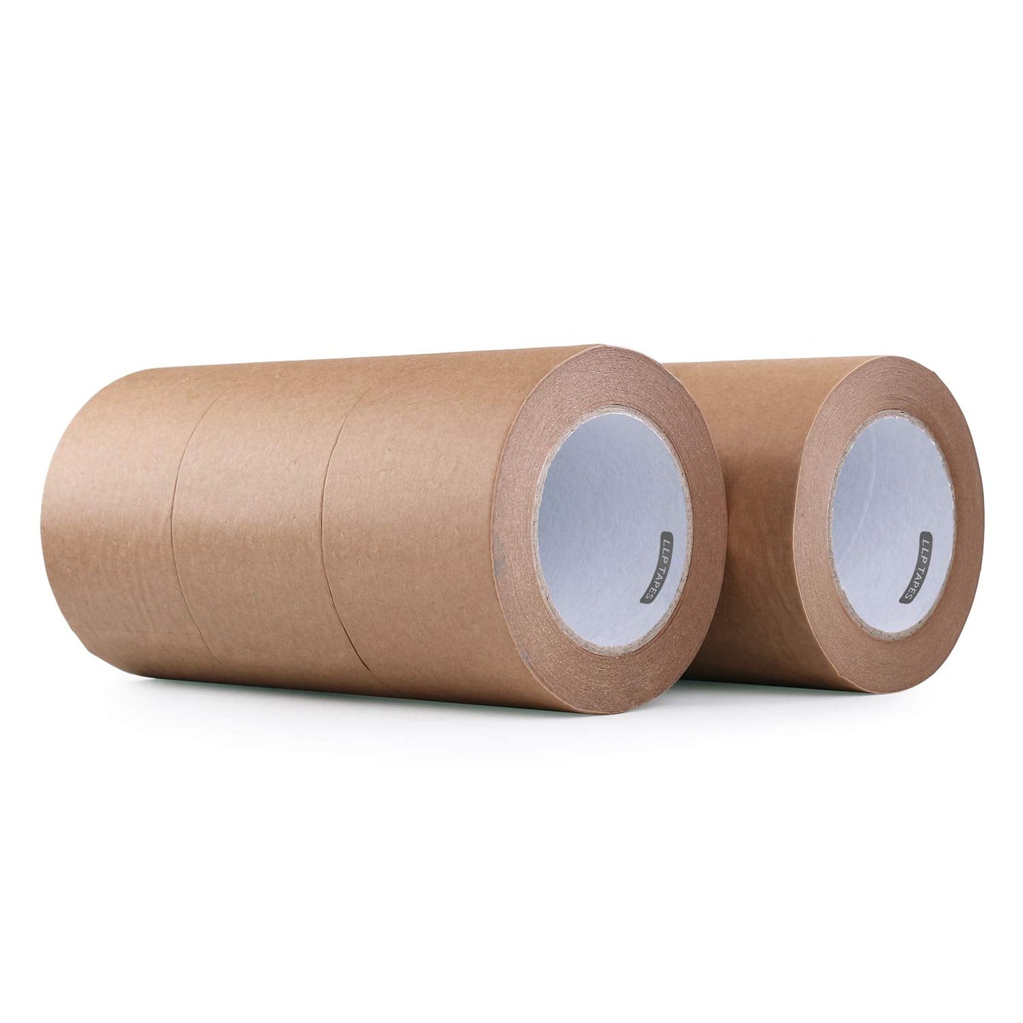 LLPT Kraft Paper Gummed Tape 6 Packs Recyclable Writable Tearable High Tensile Strength for Carton Sealing Photo Frame Seal 3” x 165 Ft Color Brown (PGB630)
