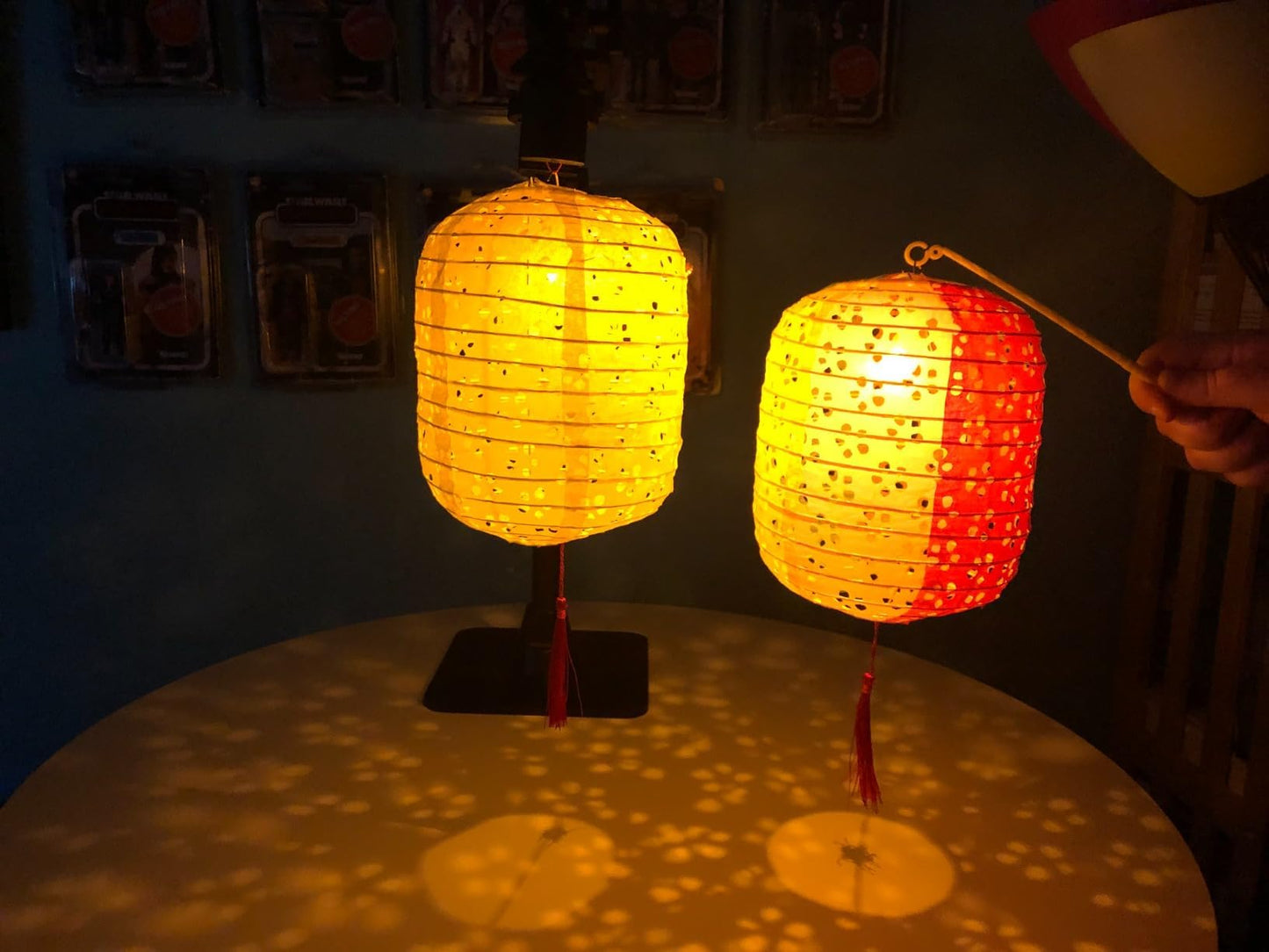 5PCS Paper Lanterns with LED Lights,Cute 6 Inch Lantern Vibrant Hanging Paper Lanterns Lamp with Sticks for Lunar New Year Spring Ceremony Wedding,Mid-Autumn Party Decoration
