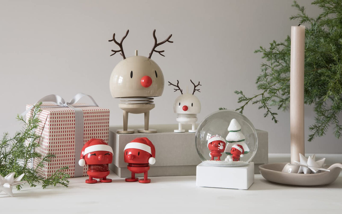 Hoptimist Baby Reindeer Bumble, Berry, Home Decor Ornament - Danish Design, Plastic W/Metal Spring, Small - Creates Cheerful Movement