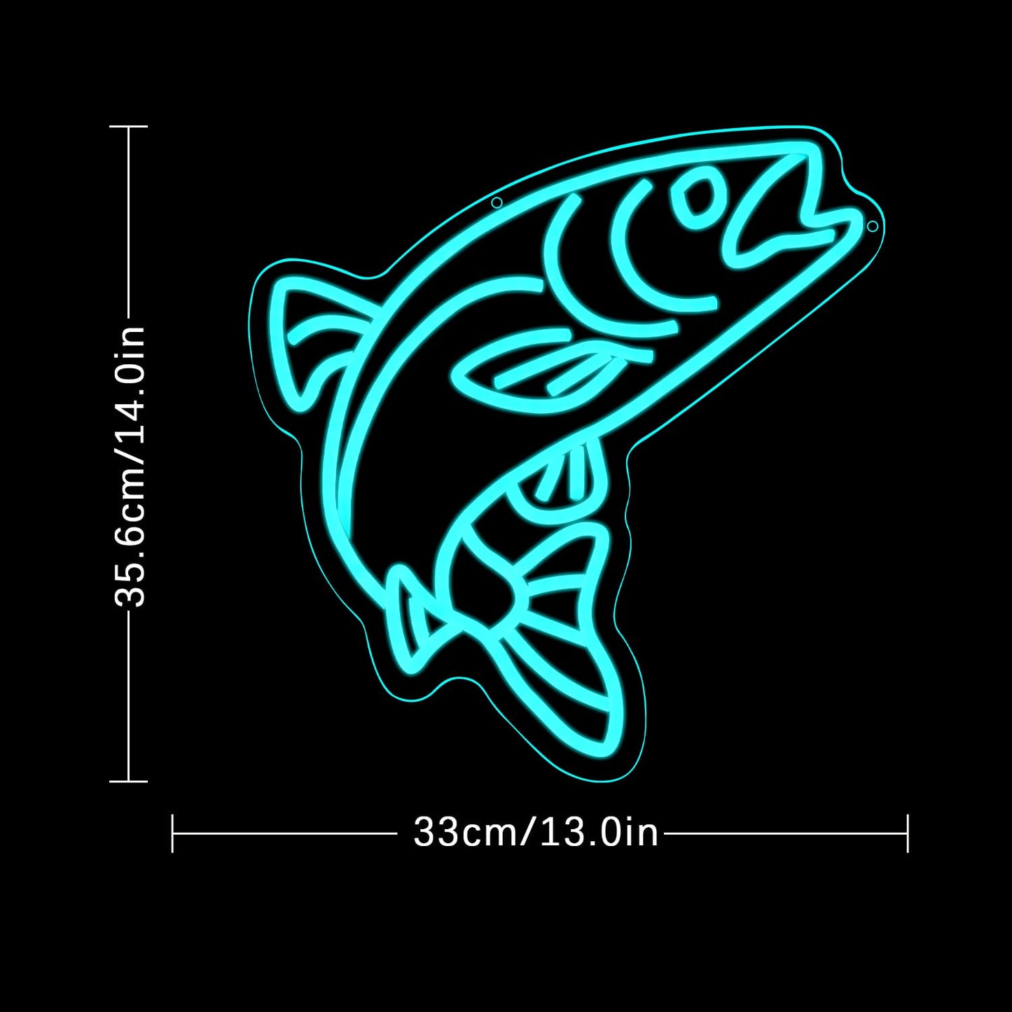 Fish Neon Sign for Wall Decor Blue Salmon Neon Light Fishing Neon Light Sign Ocean Led Light Sign for Fish Shop Bedroom Living Room Restaurant Office Kitchen Decoration