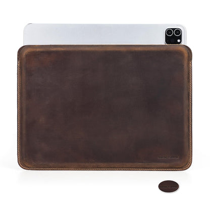 CataPurus Top Grain Leather 11" Sleeve Slim Protector Case for Tablet, Solid Vintage Design, Fully Handmade, Compatible with 10.5"/10.9"/11" iPad Pro/Air, 10.2" iPad 7th/8th/9th Gen, Coffee 11 Inch