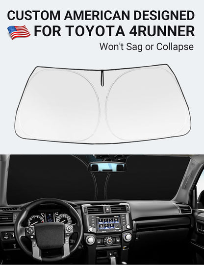Proadsy 2025 Upgrade Windshield Sun Shade Custom Fit 2010-2025 Toyota 4Runner Sunshade 4-Layer Foldable Front Sunshade Protector Sun Visor Blocks UV Rays Keep Car Cooler Accessories