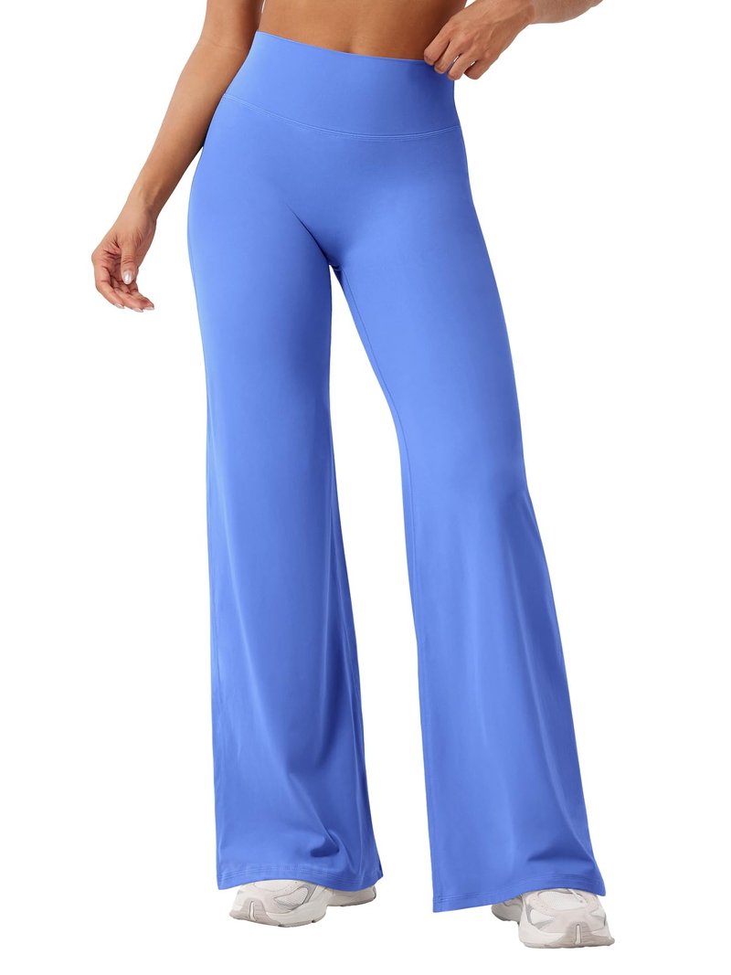 YEOREO Workout Leggings Womens No Front Seam Straight Leggings 31.5" High Waist Buttery Eddiy Gym Yoga Pants Blue S