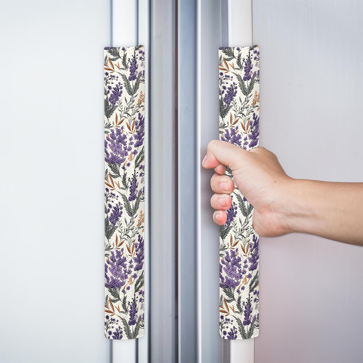 Pardick Refrigerator Door Handle Covers Set of 2, Lavender Fridge Handle Covers Appliance Handle Covers Protector for Microwave Oven Stove Dishwasher, Keep Your Kitchen Appliance Clean