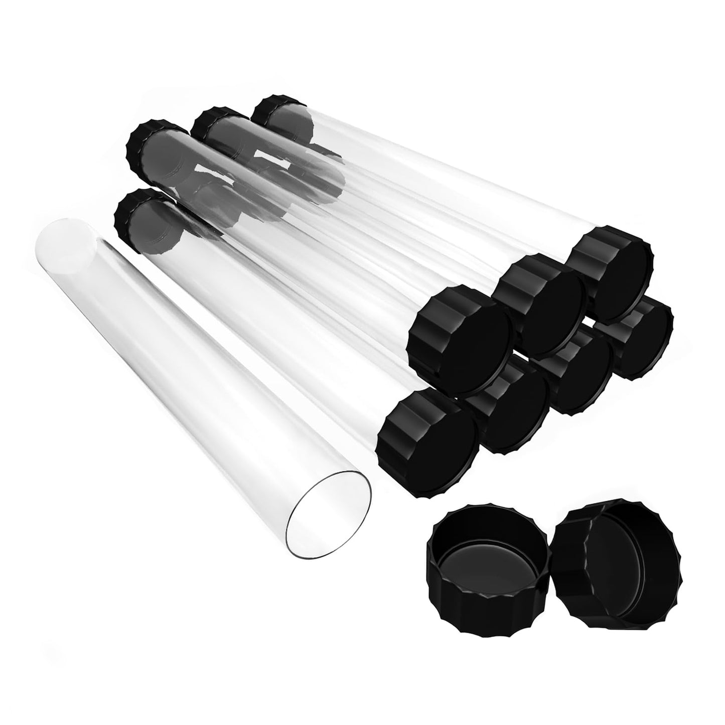 GGOUTPY Clear Plastic Mailing Tubes, 8 Pack 1.4x15.35 Inches Poster Tubes with Caps for Blueprints, Incense Sticks, Artwork&Documents