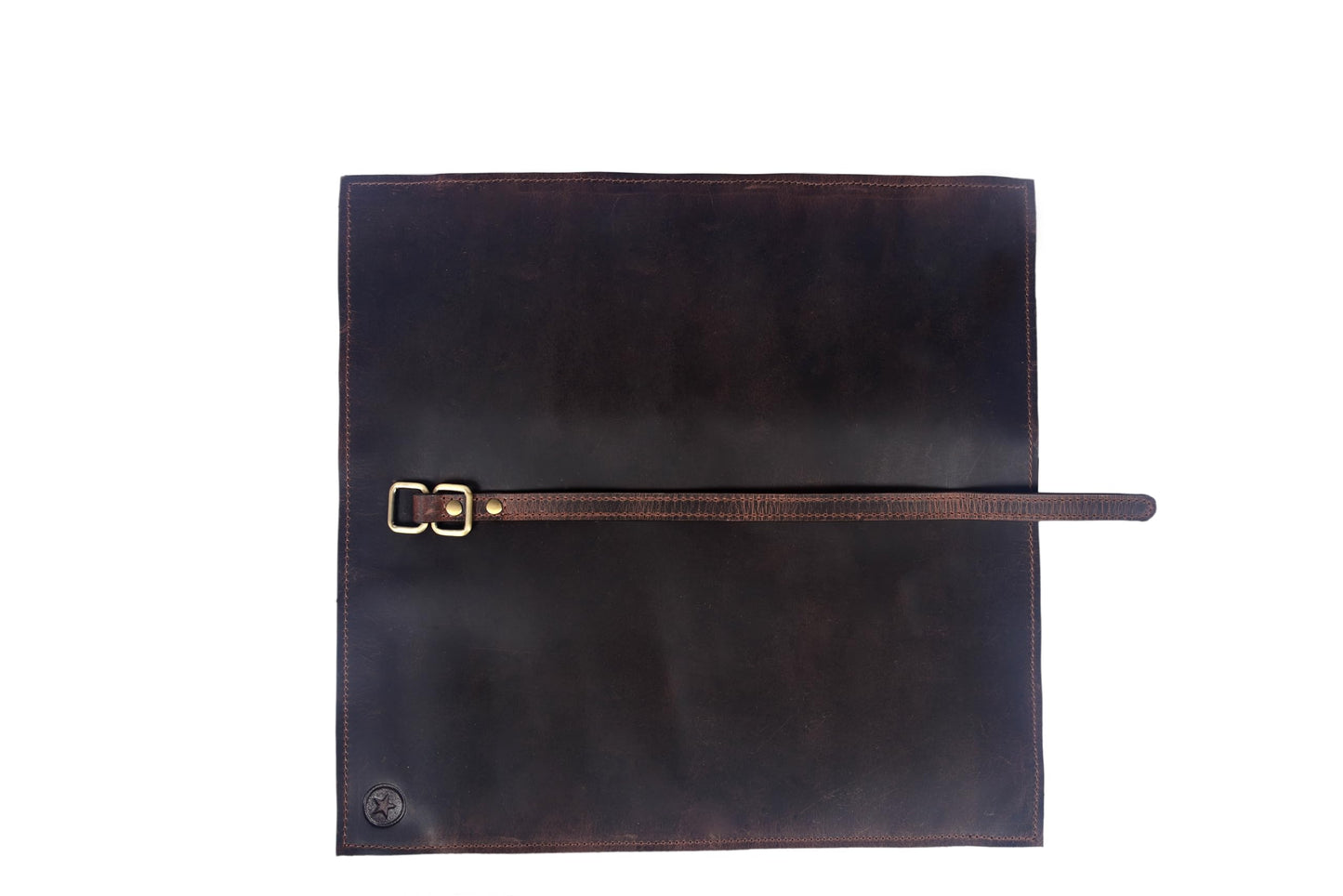 Leather Knife Roll Wrap with 7 Slots, Professional Chef Knife Case with Buckle Closure, Brown (Leather, Walnut)