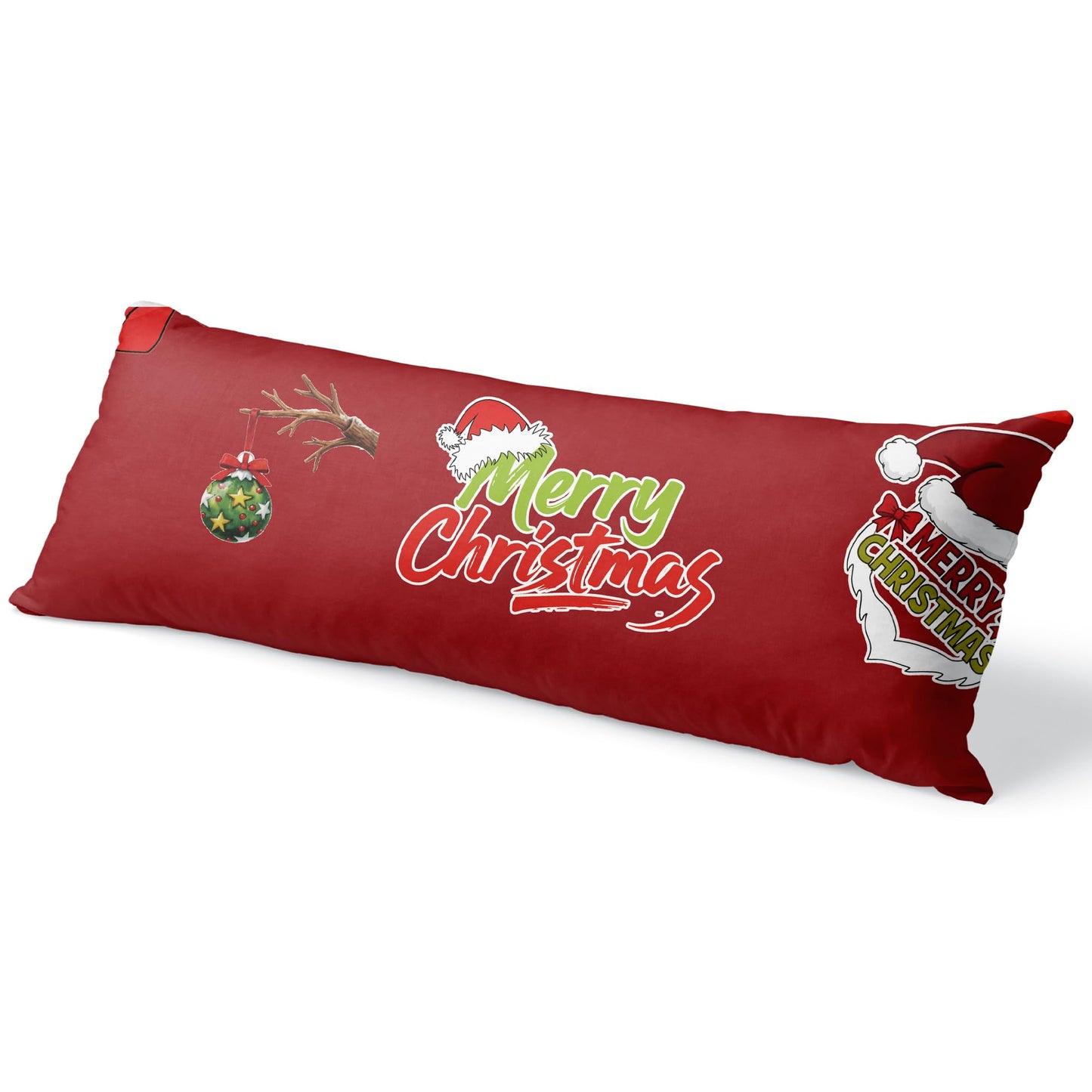 Cuteiush Christmas Body Pillowcase Xmas Holiday Red Large Body Pillowcovers Winter Sofa Home Decoration Cushion Pillow Protector 20x54inch