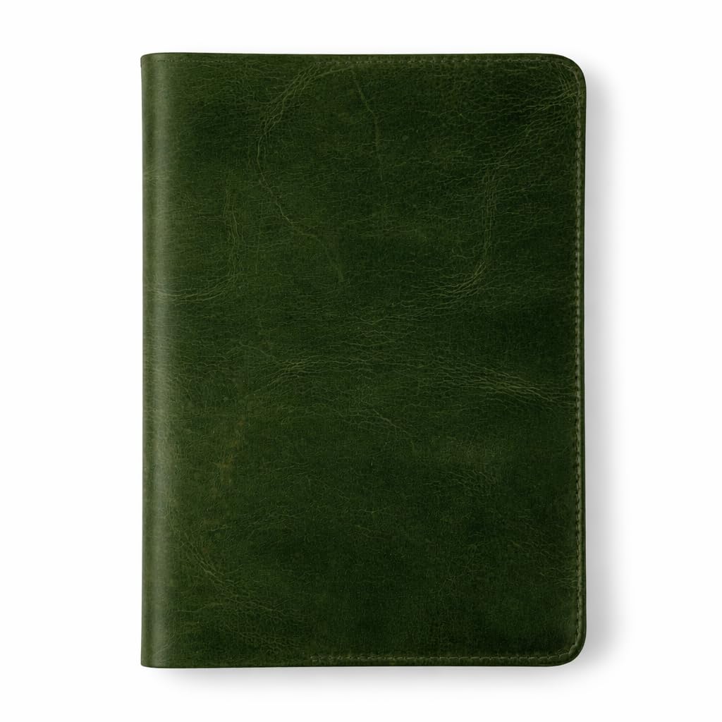TheAntiq Premium Leather Journal Cover A5 – Handmade Refillable Notebook Cover Sleeve with Pen Holder for Writing, Travel & Business Use 5.75 x 8.25 (Green)