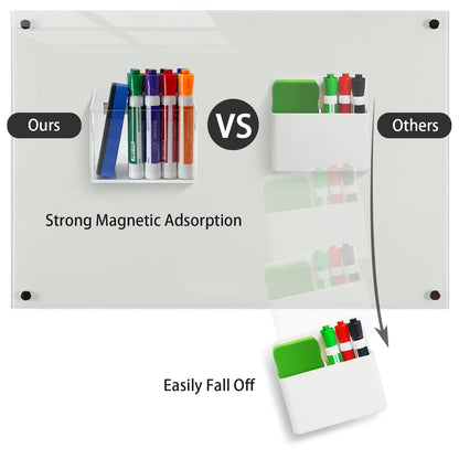 VieFantaisie Magnetic Glass Whiteboard Pen Holder, Magnetic Dry Erase Marker Holder for Fridge, Whiteboard, Desk Locker Organizer Accessories, Office, Home, 1 Pack