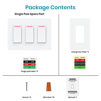 Milfra Smart Light Switch Single-Pole,Smart Switch 2024 New Model 10A,Compatible with Alexa, Siri and Assistant,Voice and Remote Control,Neutral Wire Required,No Hub Required