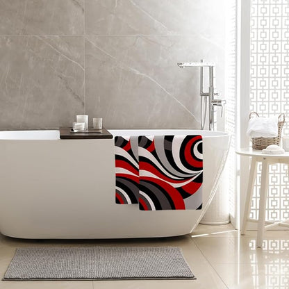 Abstract Red Black Grey White Hand Towels for Bathroom 14x28 Inch, Modern Retro Bath Hand Towels Set of 2 for Farmhouse Gym Kitchen Hotel Home Black Red Bathroom Decorations