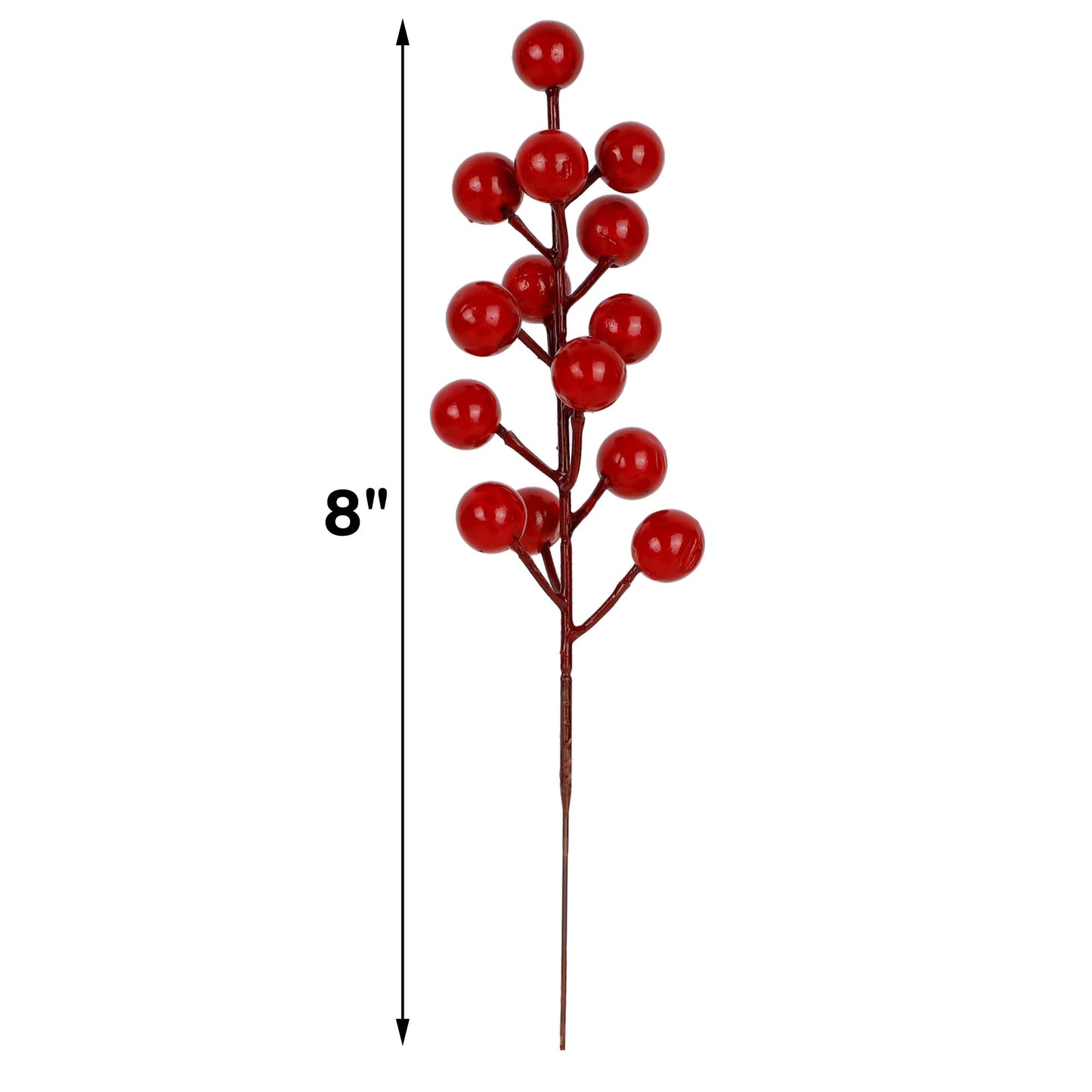 winemana 24 Pack 8 Inch Christmas Faux Picks Winter Berry Sprigs, Artificial Red Berries Stems Ornaments for Christmas Tree DIY Crafts Wreath Garland Decor