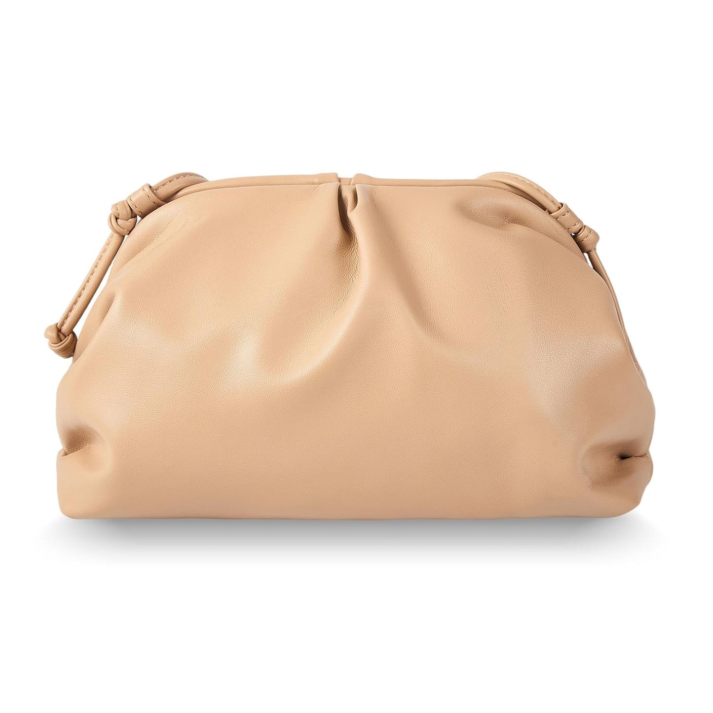 Huralona Dressy Pleated Vegan Leather Clutch Purse Super Soft Cloud Dumpling Clutch Bag for Women PU Evening Purse Handbag (Beige, S)