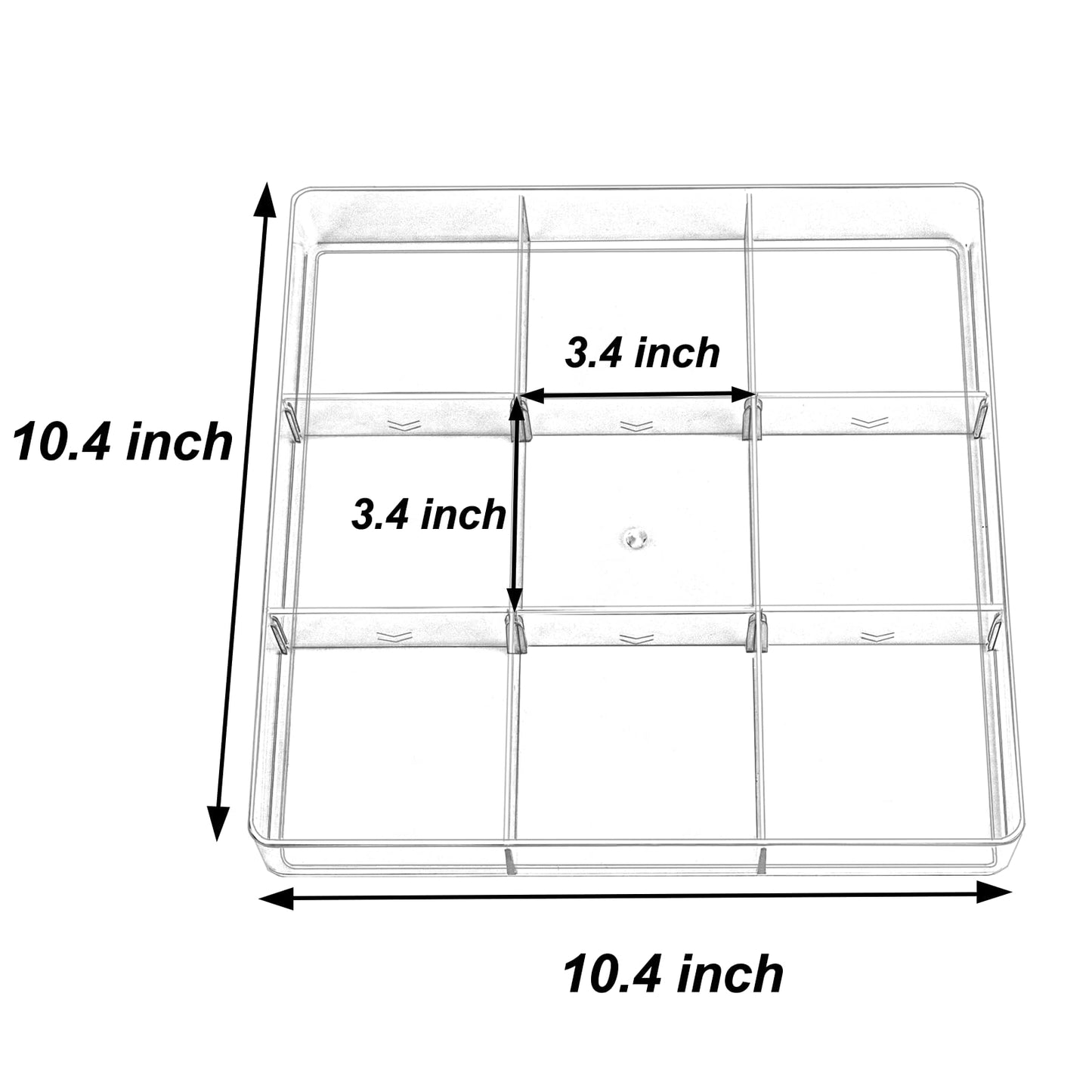 ZEXALOR Adjustable Clear Drawer Organizer, Plastic Drawer Divider Tray with Removable 9 Sections for Desk,Bathroom,Office,Makeup,Junk