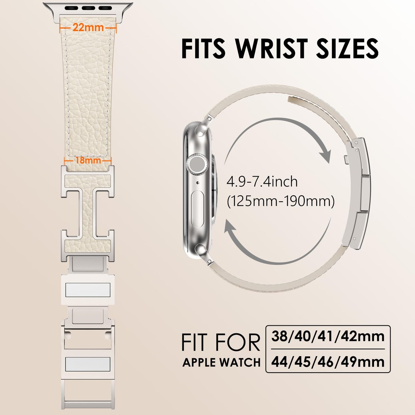 CHANCHY Leather Magnetic Watch Band Compatible with Apple Watch Bands 40mm 38mm 41mm 42mm 44mm 45mm 46mm, Top Grain Leather Dressy Band for Women Men iWatch Ultra SE3 Series 11/10/9/8/7/6/5/4/3/2/1