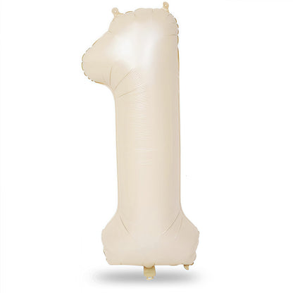 40 Inch Beige Number 1 Balloon for 1st Birthday Decoration, Large Self Inflating Cream Foil Number Balloons 0-9 for Boys Girls, White Sand 1 Helium Balloons for Women Men Party Anniversary Supplies