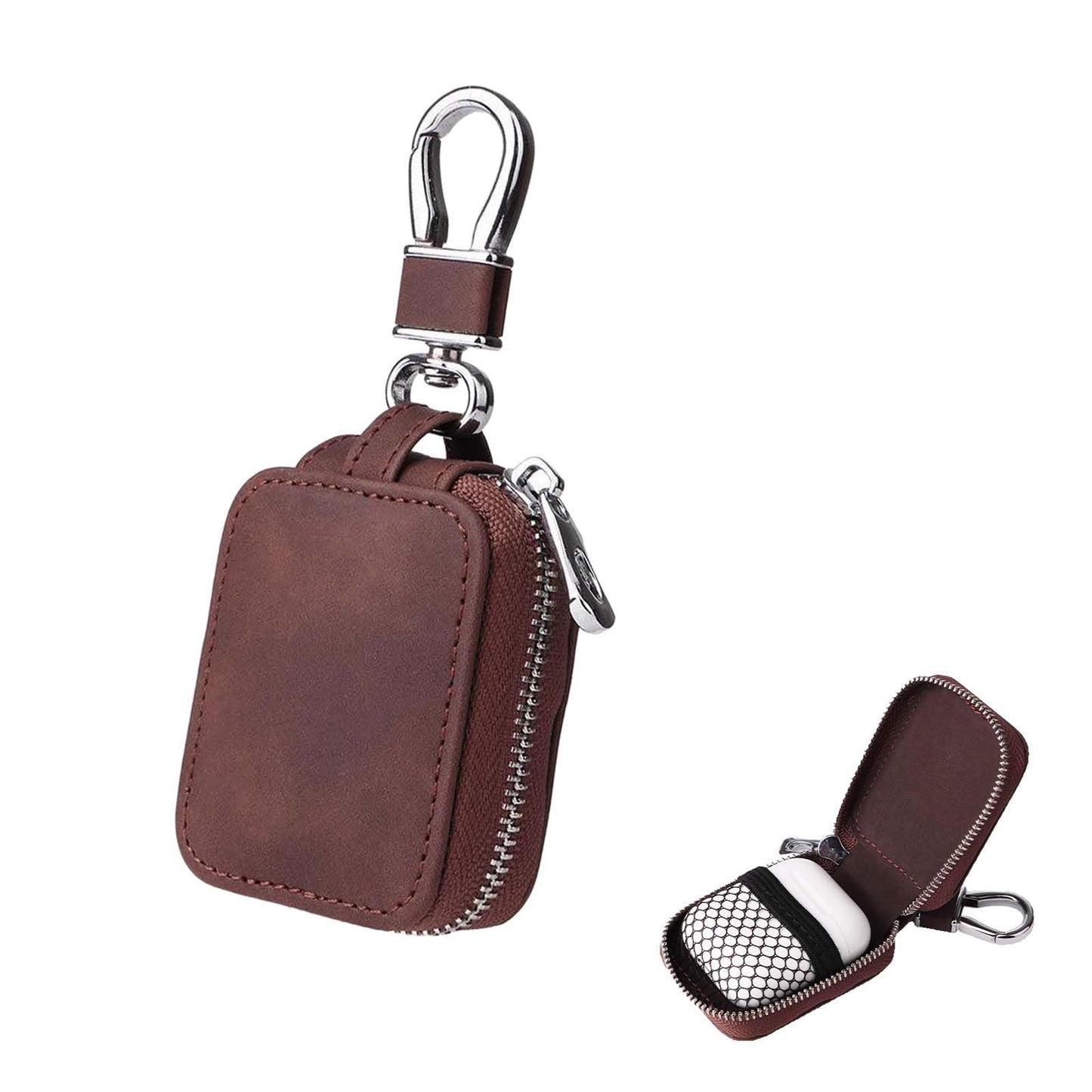 Earbud Case Headphone Storage Case Compatible with Airpods 1/2/3/Pro Wireless Earphones Carrying Pouch Small PU Leather Bag Shockproof Earpods Cover Universal Bag Travel Protection Pouche-Dark Brown