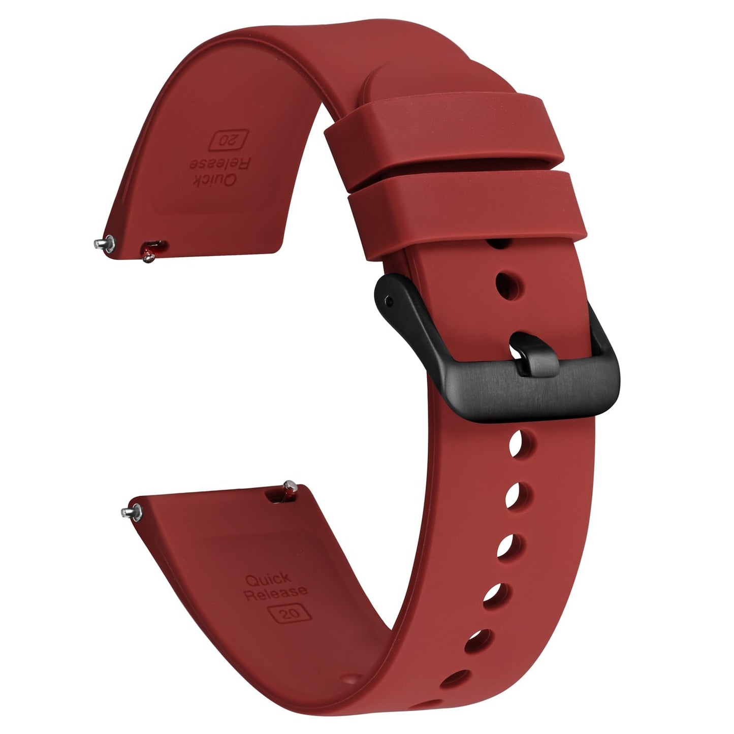 Ayadoo 18mm Silicone Watch Band for Men Women, Sporty Series Rubber Watch Straps, Red with Black Buckle