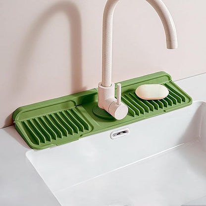 Longer Silicone Faucet Mat for Kitchen Sink – Button Style Faucet Drip Catcher