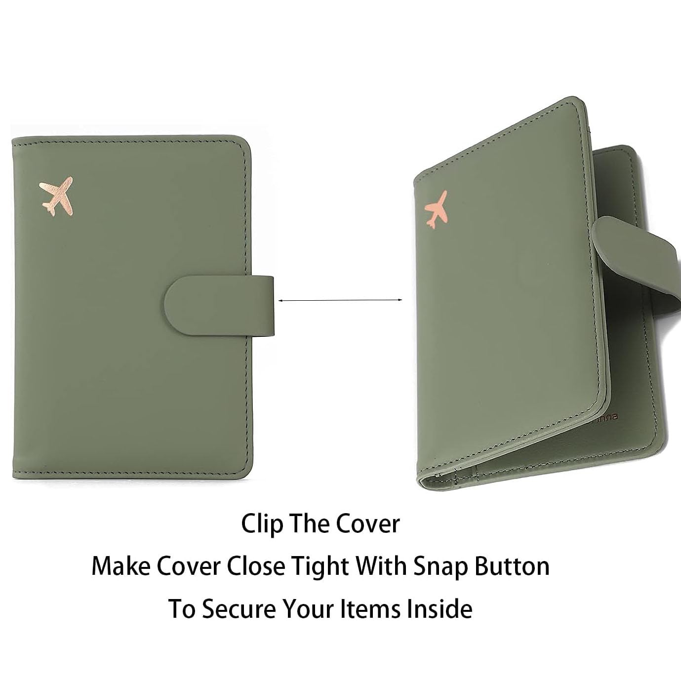 Melsbrinna Premium Leather Passport Holder Covers Case, Waterproof Rfid Blocking Travel Wallet Passport Holder with Pen Holder, Cute Passport Book for Women/Men (Simplicity, AE-Moss green)
