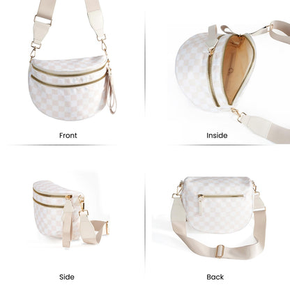Nylon Crossbody Bags Bum Bag for Women Large Sling Bag Purse with Adjustable Strap（Black）
