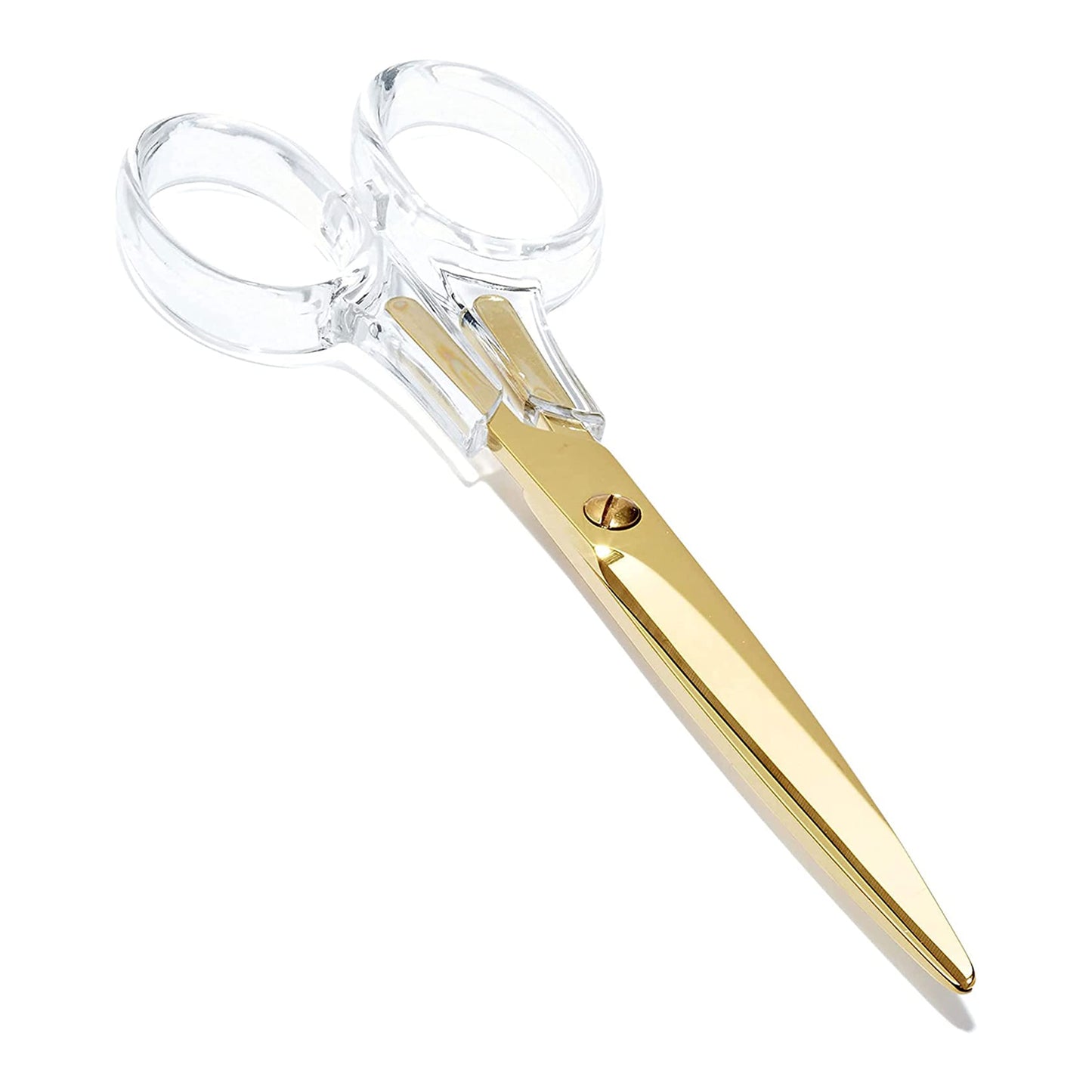 OfficeGoods 3 Piece Acrylic Desk Set - Includes Ruler, Staple Remover, Scissors - Functional & Elegant Desk Accessories - Stationary Tools for Home, Office, and School - Gold