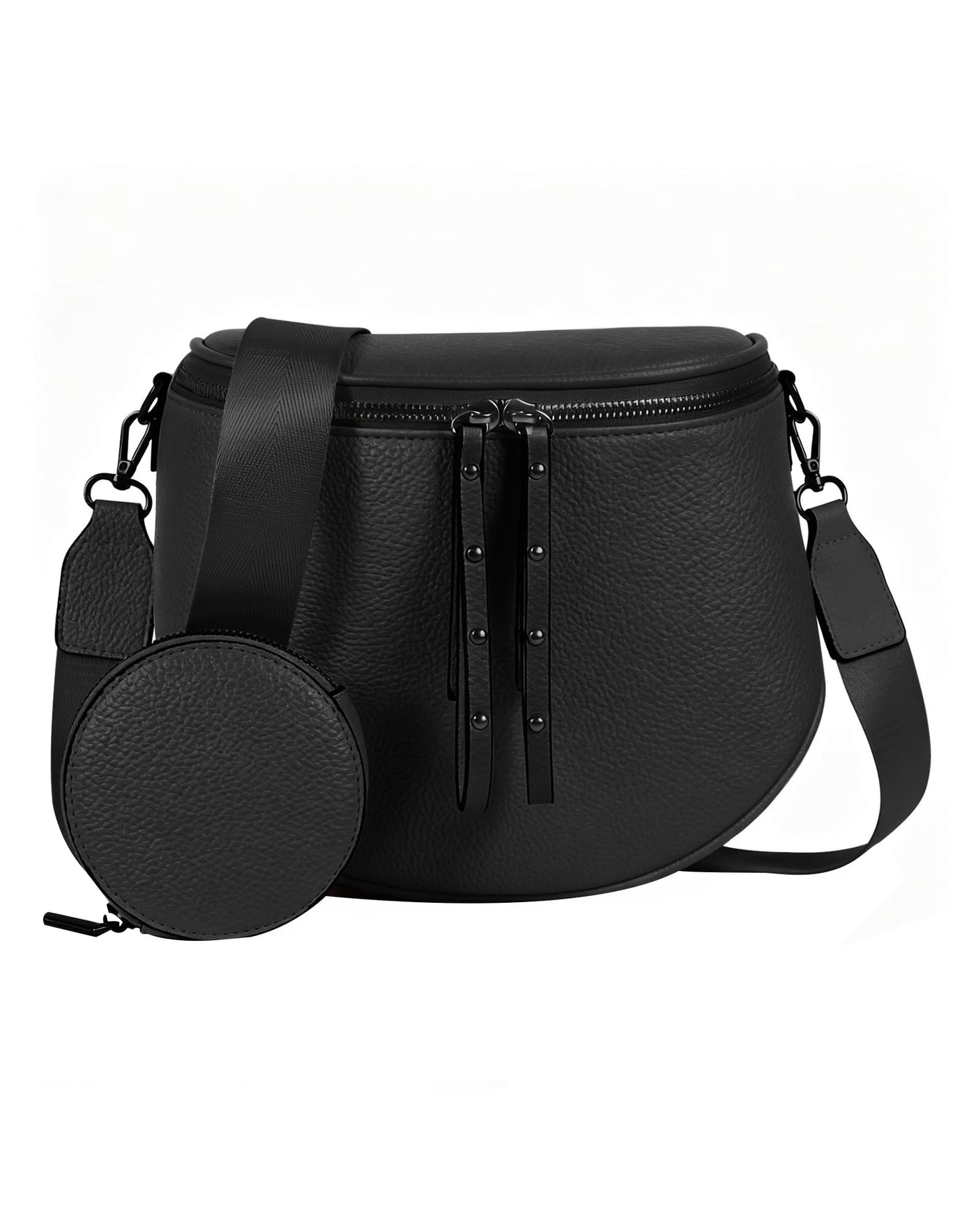CHERUBEL Crossbody Bags for Women, Large Vegan Leather Trendy Bum Bag (Black)