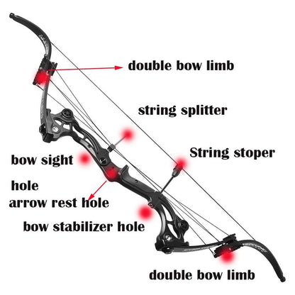 Bowfishing Recurve Bow American Hunting Bows 40-55 Lbs Adjustable Compound Bow Lever Bow IBO 320FPS for Outdoor Hunting Shooting Fishing (Only Green Bow)