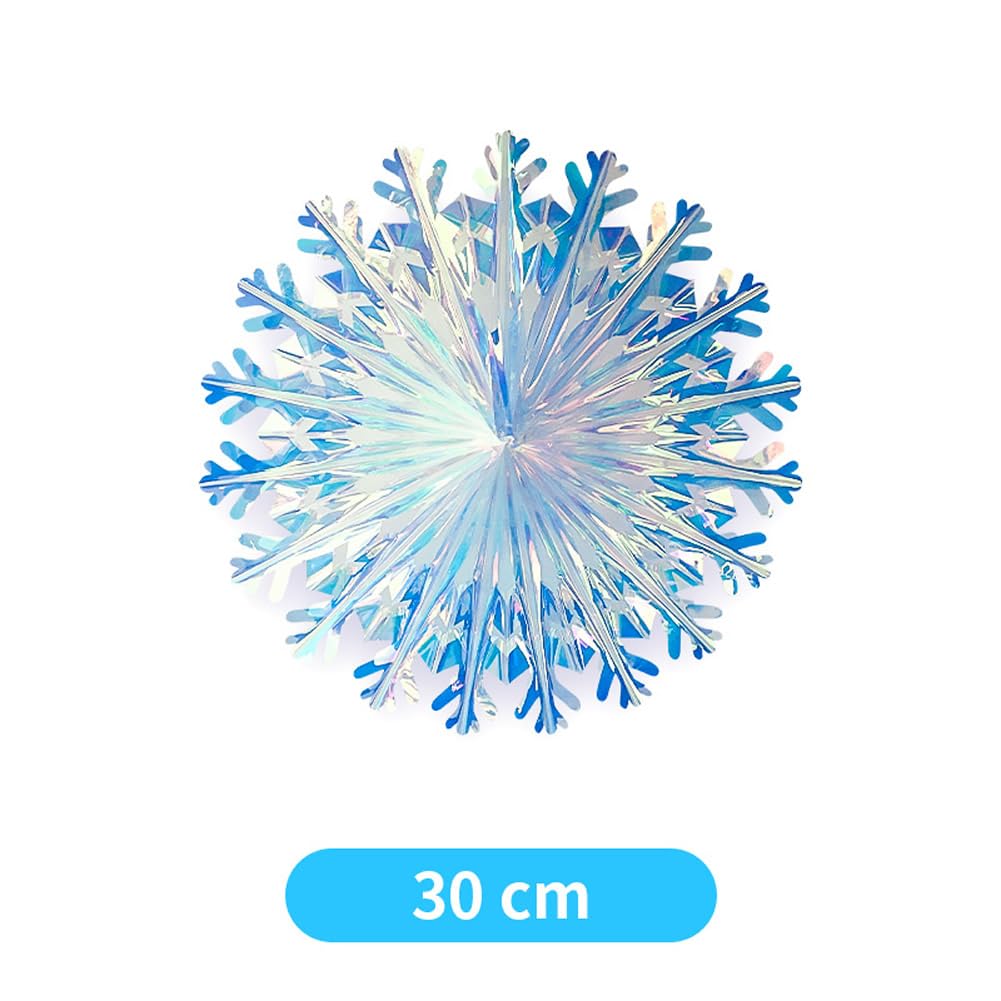 Hanging Decorations Shiny Iridescent Folding Snowflake Fans Rainbow Shine for/Birthday/Christmastree/New Year/Baby Shower/Wedding Party/Shopwindow Supplies (3pcs Fan)