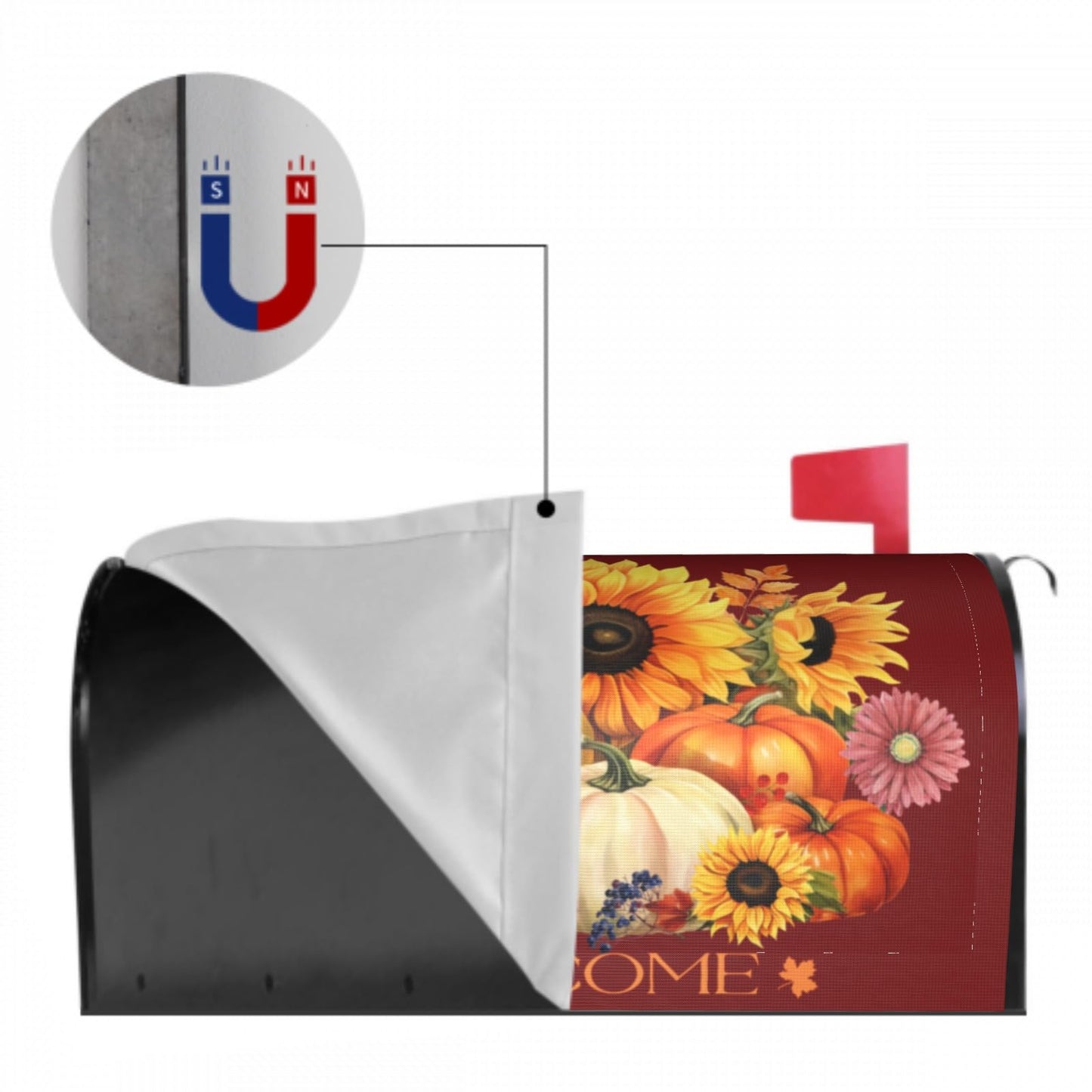 Autumn Pumpkin Thanksgiving Mailbox Cover Magnetic Fall Sunflower Maple Leaf Mailbox Cover Standard Size 21 x 18 Inch Farmhouse Rustic Welcome Post Box Cover Wraps Garden Yard Home Decor for Outdoor