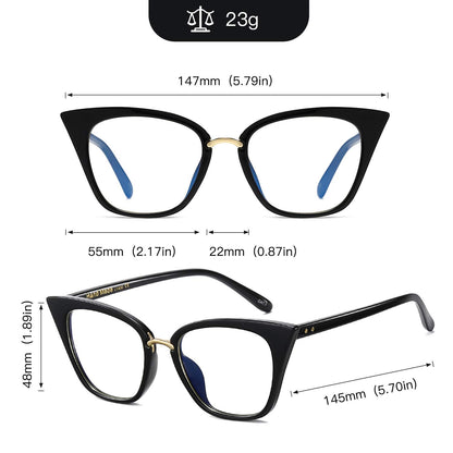MORESHINE Cute Cateye Blue Light Blocking Glasses For Womens Fashion Computer Clear Eyeglasses Frames Anti Eye Strain (Black+Leopard)