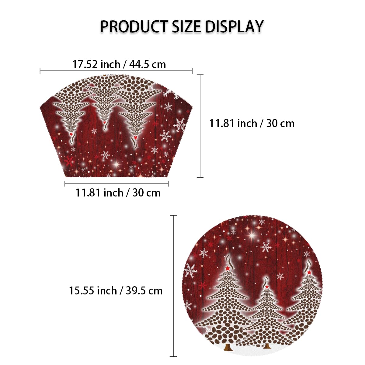 DJYQBFA Christmas Round Table Placemat Set of 4 Wedge Placemat Centerpiece, Xmas Snowflakes Heat Resistant Red Table Mat for Kitchen Table Decor Holiday Party, 5 Pcs