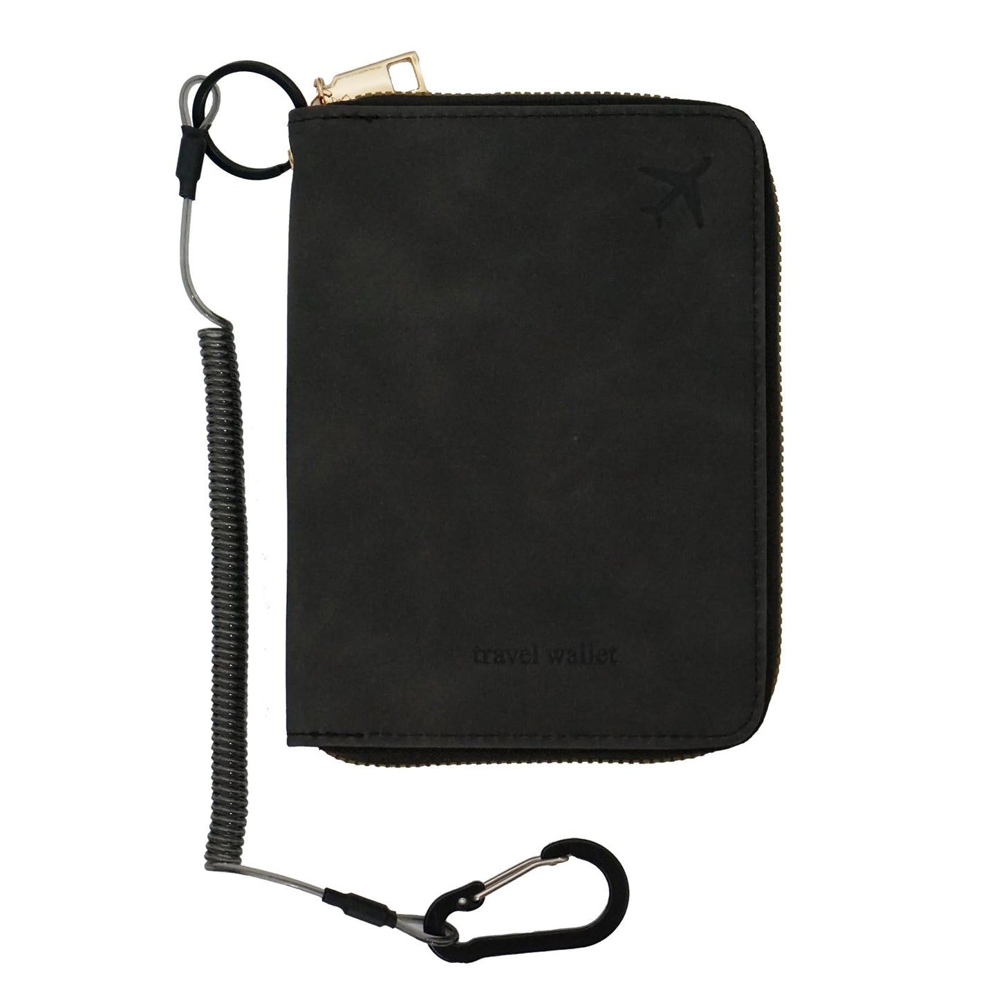Passport Holder with Tether and Carabiner to Prevent Loss and Theft, Rfid Passport Holder for Travel, Passport Cover, Wallet & Case for Men and Women (Black -Tether and Carabiner)
