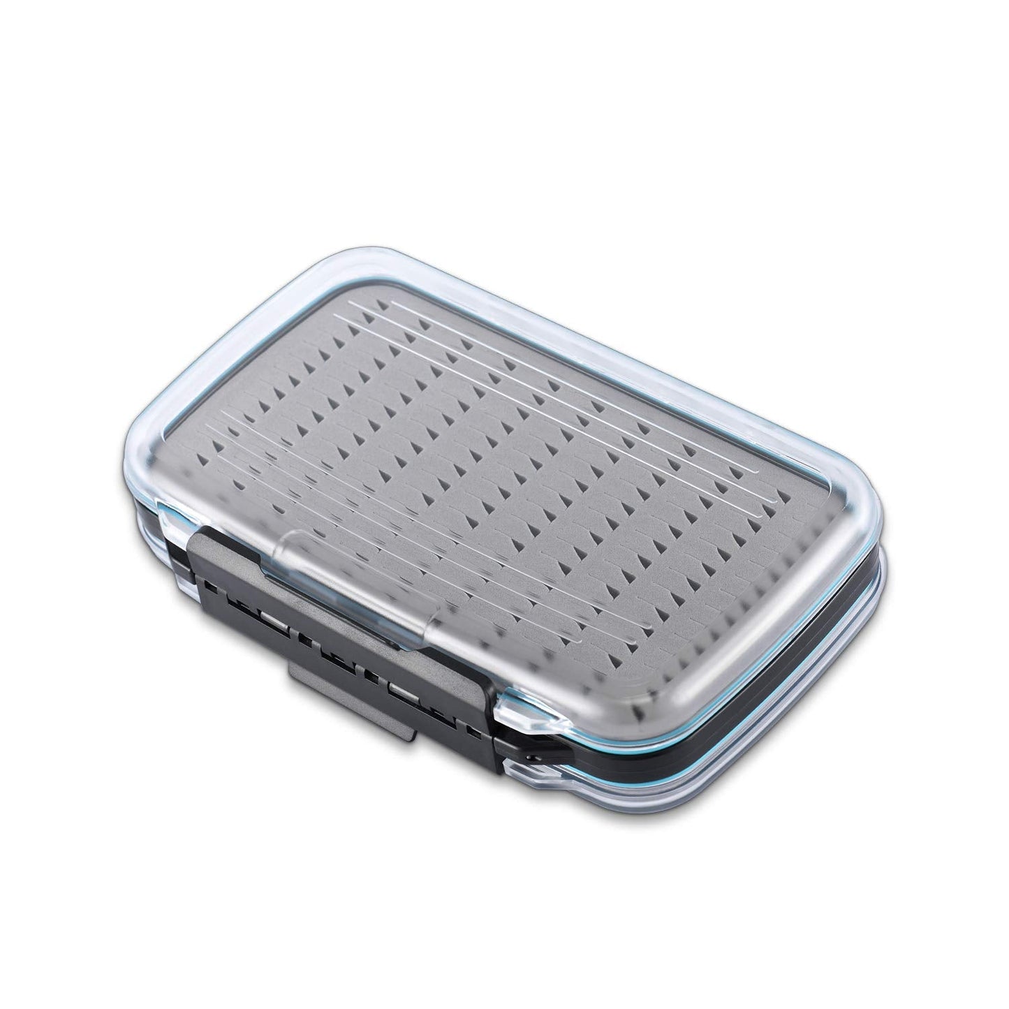 Gonex Fly Boxes for Fly Fishing Jig Boxes Two-Sided Waterproof Lightweight Fly Fishing Box Easy Grip Transparent Lid Fly Fishing Lures Box, 7.3"x 4.6"x 1.5", Grey