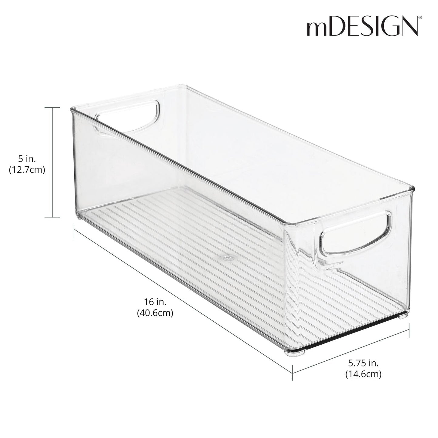 mDesign Plastic Office Supply Organizer - Storage Holder Bin with Handles for Desk Drawer, Cabinet - Pencil, Pen, Envelope and Supplies Container Basket - Ligne Collection - 2 Pack - Clear