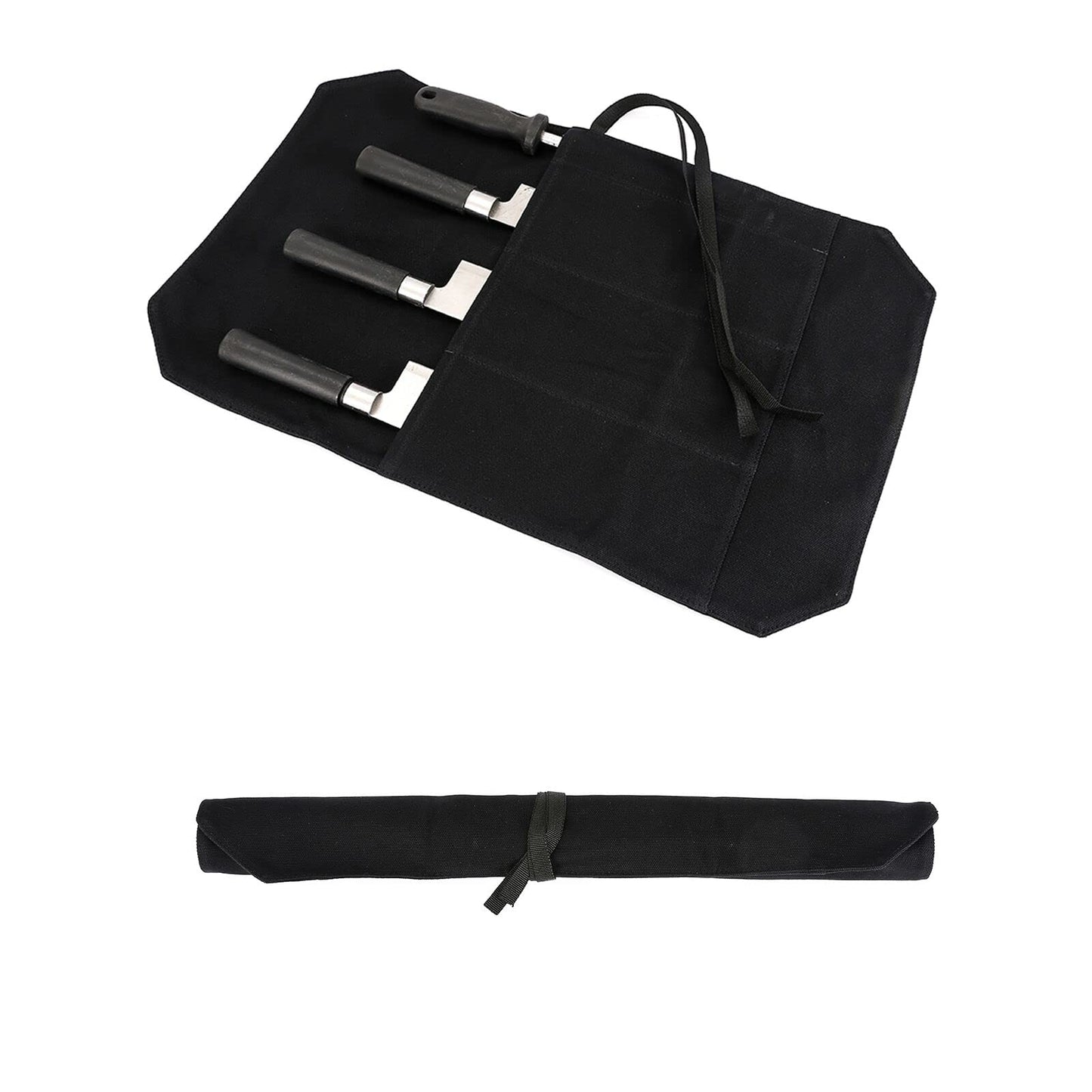 HERSENT Chef's Knife Roll Bag,Portable Travel Chef Knife Case Knife Bag Carrier Storage Bag with 4 Slots Best Gift for Pro Chef or Culinary Enthusiasts Men Women