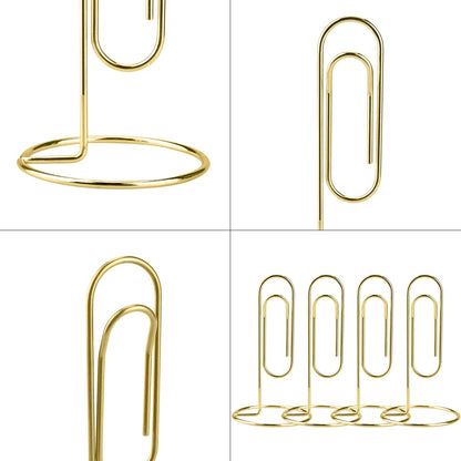5.2 Inch Desktop Memo Holder, 4 Pack Jumbo Metal Desk Paper Clip Organizer for Office Table, Place Card, Bills, Photos, Table Numbers, Multi-Purpose Document Stand Accessory
