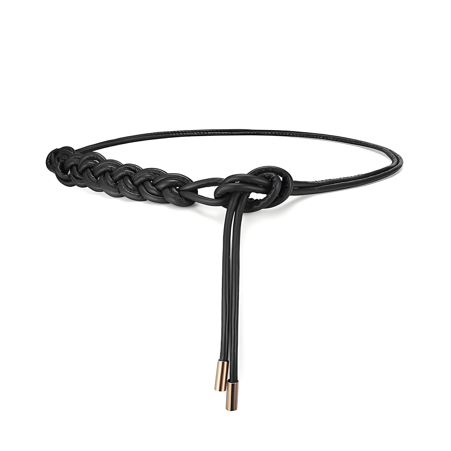 CHIC DIARY Women Braided PU Leather Rope Belt Adjustable Thin Waist Belt Boho Waist Wrap for Dresses
