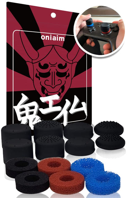 OniAim Enhanced Aim Combo Set Precision Rings and Thumbstick Grips for PS5, PS4, Xbox series, PC Gamepads, Switch Pro Controller Red Demon Set (6 rings,8 freeks)