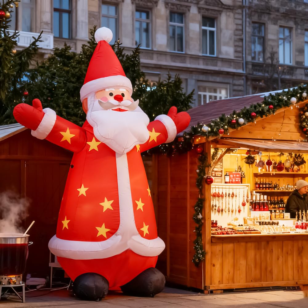 8FT Christmas Inflatables Santa Claus Outdoor Yard Decorations, Christmas Blow up Santa with LED Lights, Winter Outside Decor for Holiday Party Patio Garden Lawn, Xmas New Year Kids Gifts (Santa)