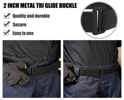 KRYDEX Tactical EDC Under Belt Loop Inner Belt 1.5" Duty Concealed Carry Base Belt (BK, L)